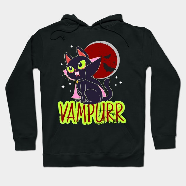 Halloween Vampire Cat Vampurr Funny Cat Lady Women Men Hoodie by alcoshirts